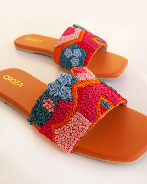 ORANGE Embroidered Flats